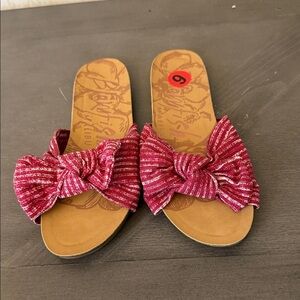 Malibu Women's Pink Striped Bow Sandals